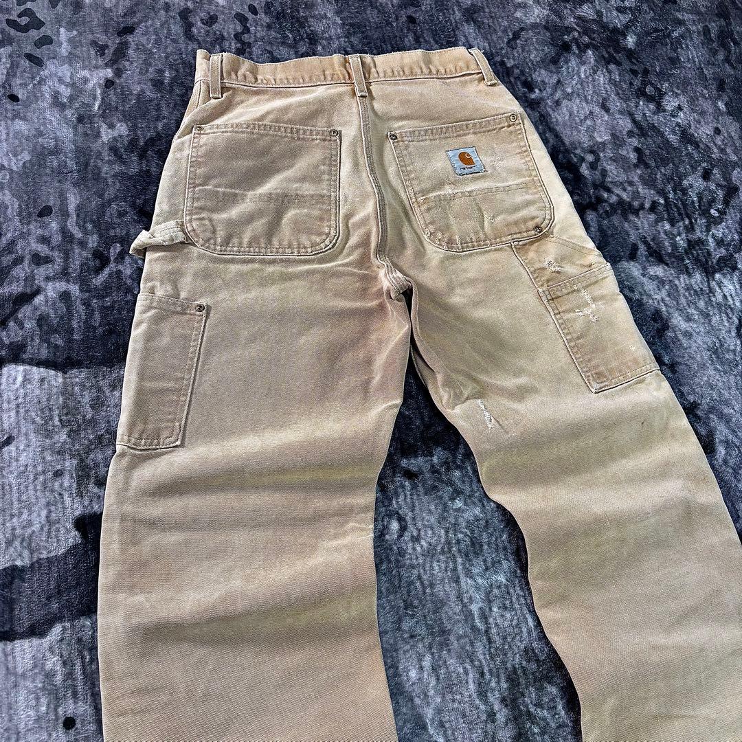 USA製 カーハート ダブルニー くすみベージュ 雰囲気抜群 良フェード 一点物