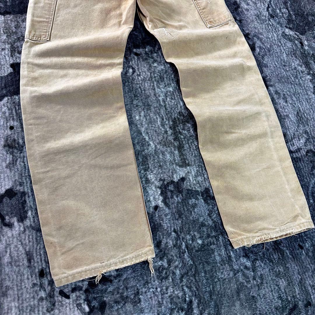 USA製 カーハート ダブルニー くすみベージュ 雰囲気抜群 良フェード 一点物