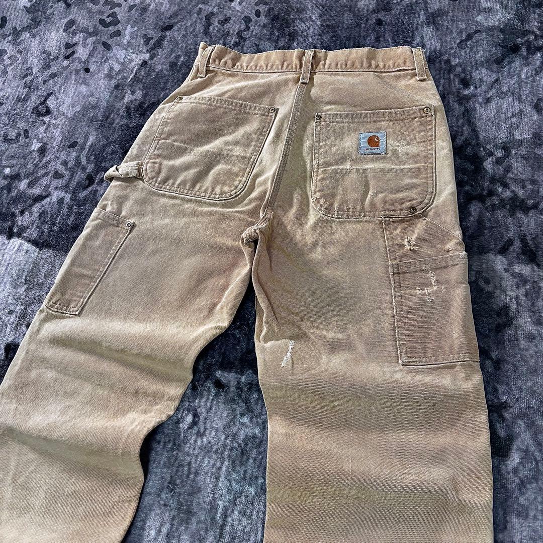 USA製 カーハート ダブルニー くすみベージュ 雰囲気抜群 良フェード 一点物