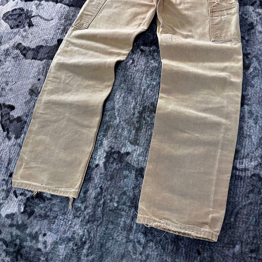 USA製 カーハート ダブルニー くすみベージュ 雰囲気抜群 良フェード 一点物
