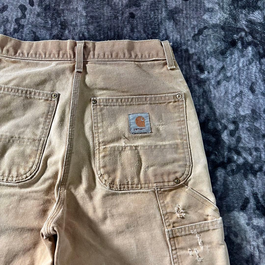 USA製 カーハート ダブルニー くすみベージュ 雰囲気抜群 良フェード 一点物