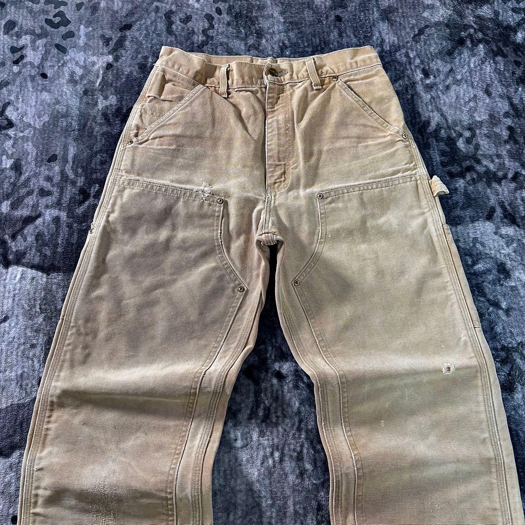 USA製 カーハート ダブルニー くすみベージュ 雰囲気抜群 良フェード 一点物