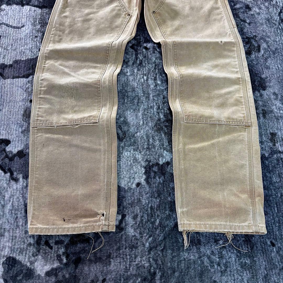USA製 カーハート ダブルニー くすみベージュ 雰囲気抜群 良フェード 一点物