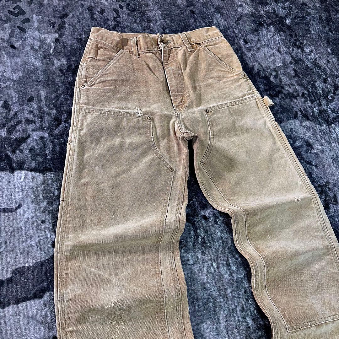 USA製 カーハート ダブルニー くすみベージュ 雰囲気抜群 良フェード 一点物