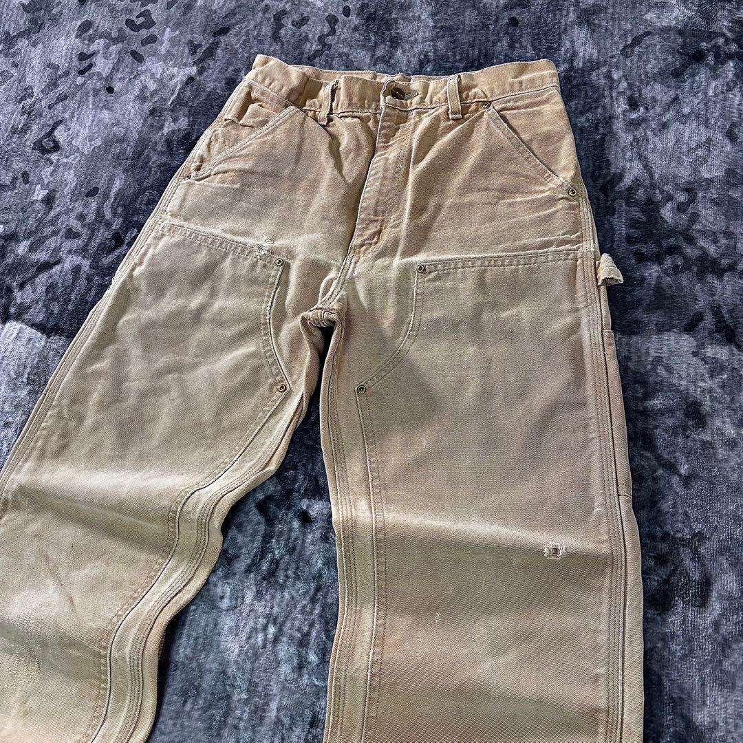 USA製 カーハート ダブルニー くすみベージュ 雰囲気抜群 良フェード 一点物