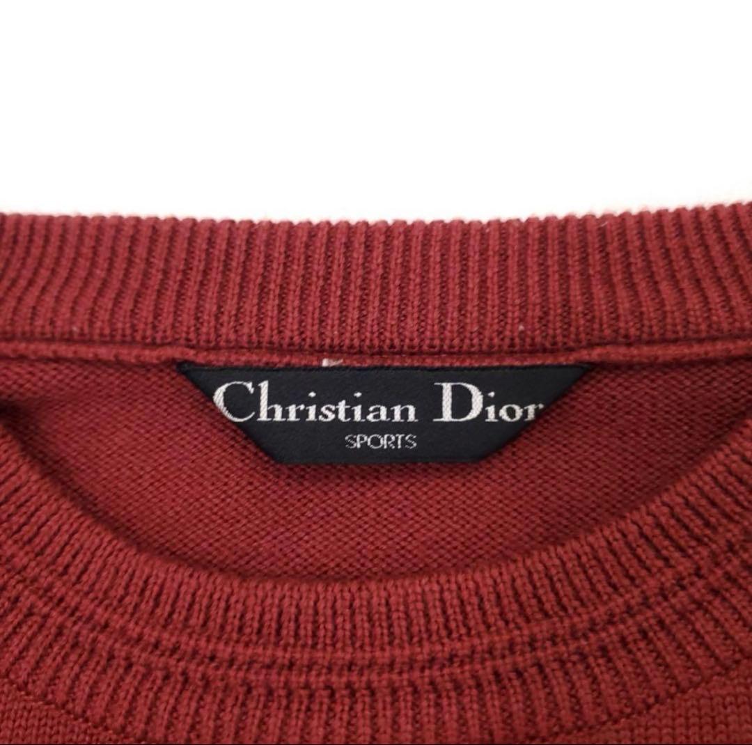 クリスチャンディオール ニットセーター ロゴ刺繍 オーバーサイズ ボルドー