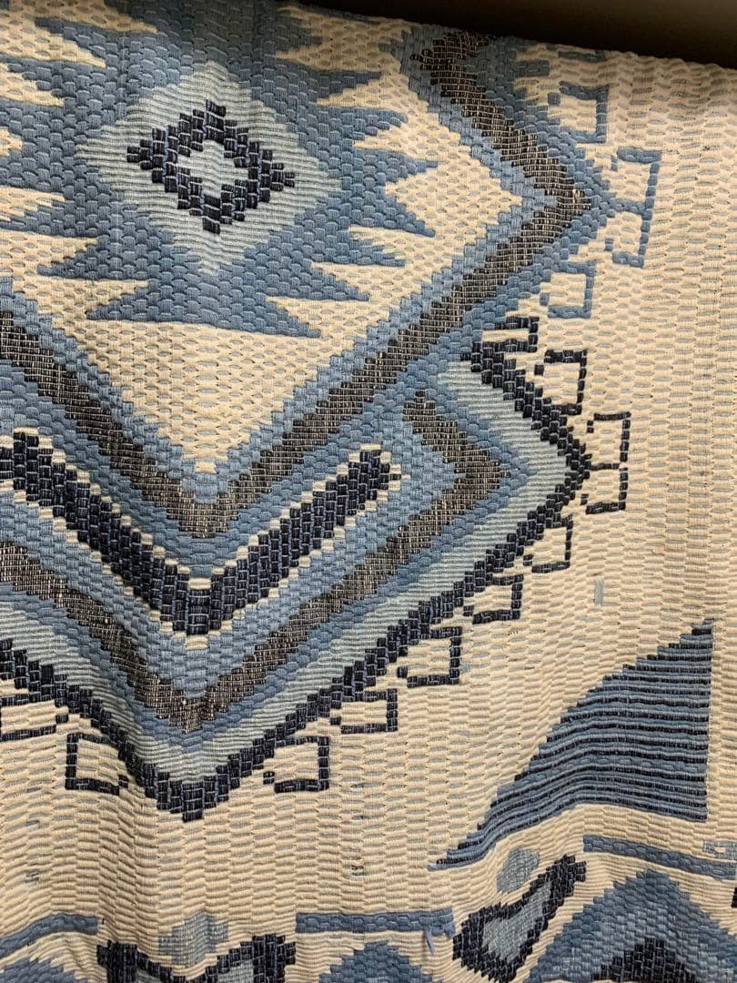 幾何学模様のラグ キリム 絨毯 インド 昭和レトロ 当時物