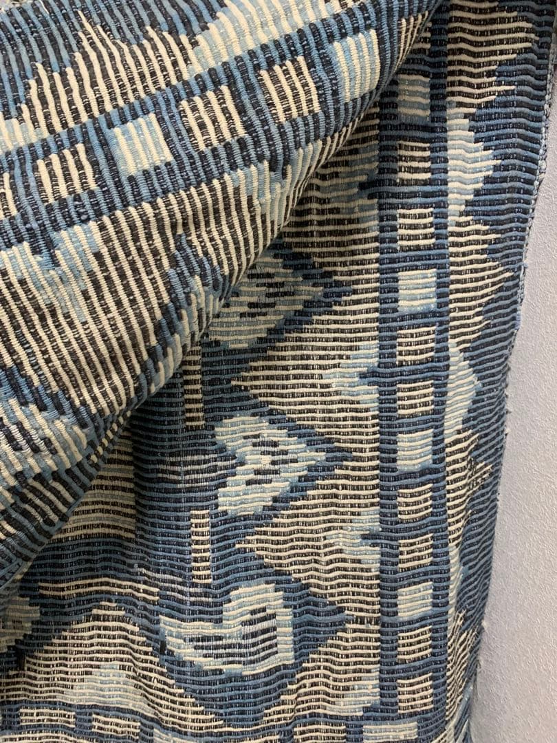 幾何学模様のラグ キリム 絨毯 インド 昭和レトロ 当時物