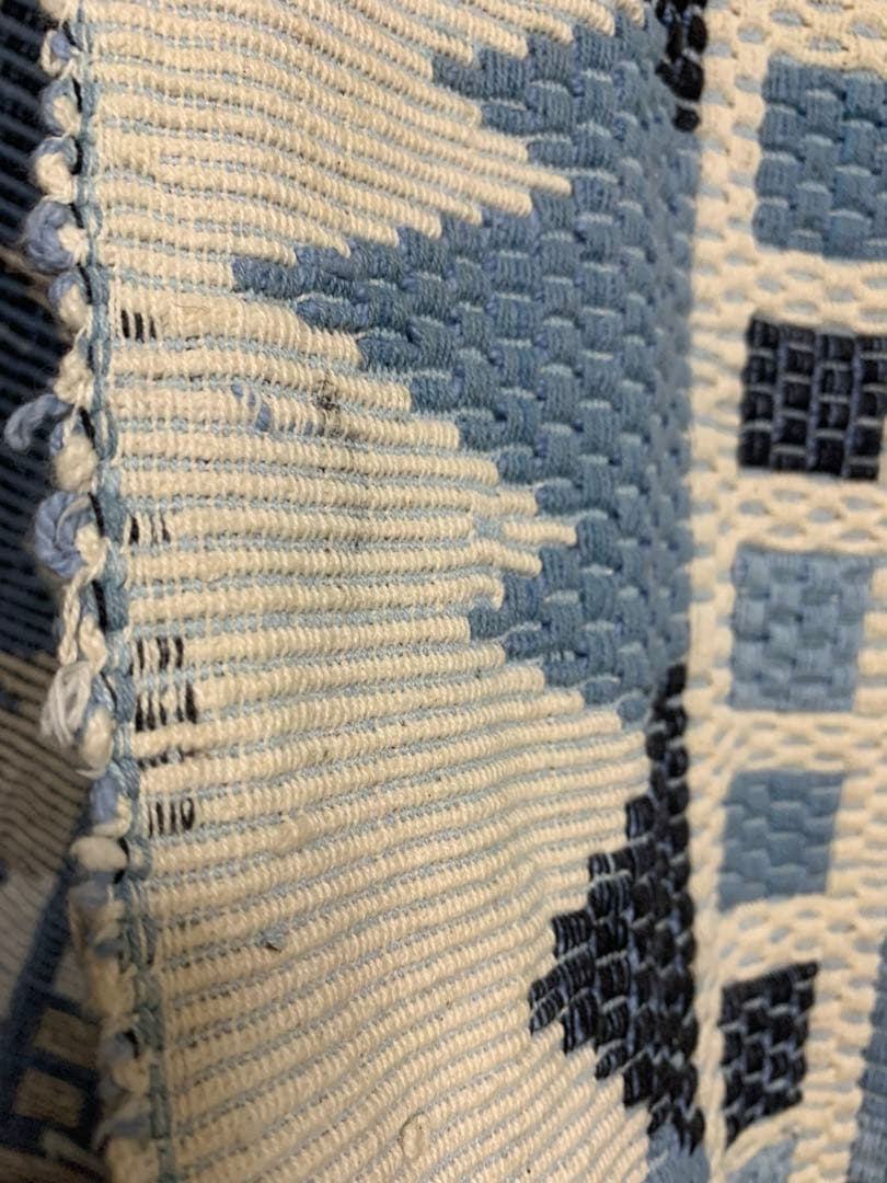 幾何学模様のラグ キリム 絨毯 インド 昭和レトロ 当時物