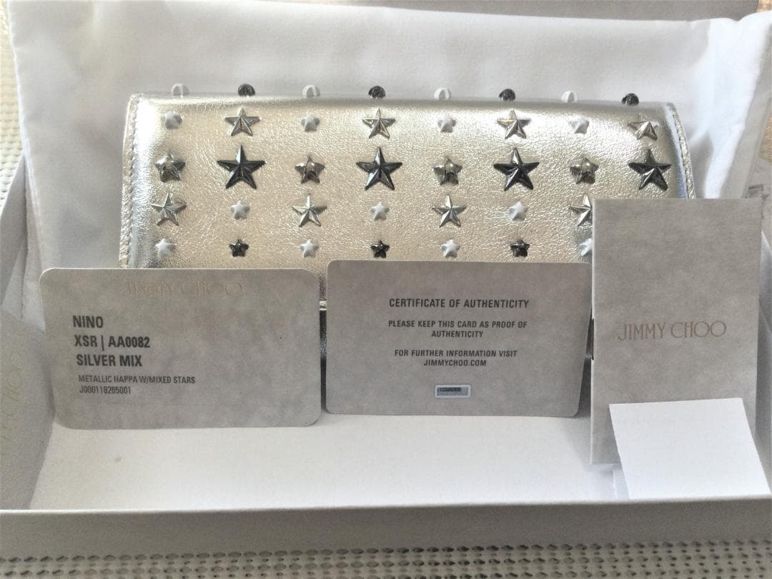 ジミーチュウ長財布シルバーJIMMY CHOO Nino Silver Mix