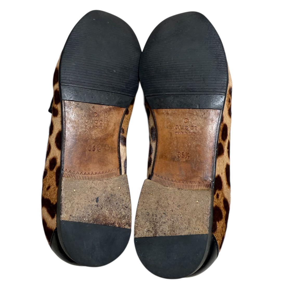 美品 レオパード ヒョウ柄 グッチ GUCCI ビットローファー ローファー