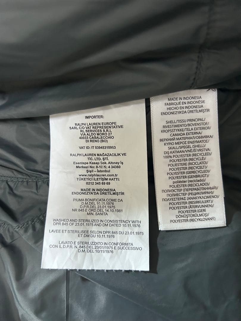 現行タグ POLO RALPH LAUREN ダウンベスト 刺繍ロゴ