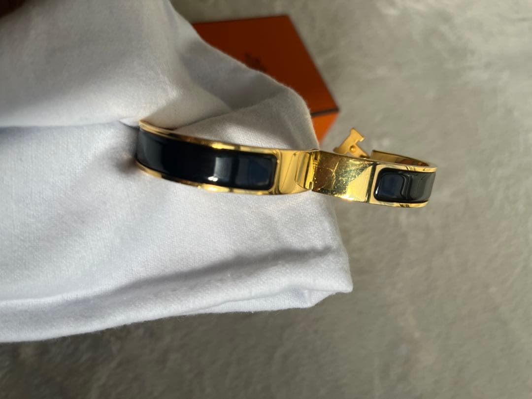 HERMES エルメス クリック　バングル黒×イエローゴールド