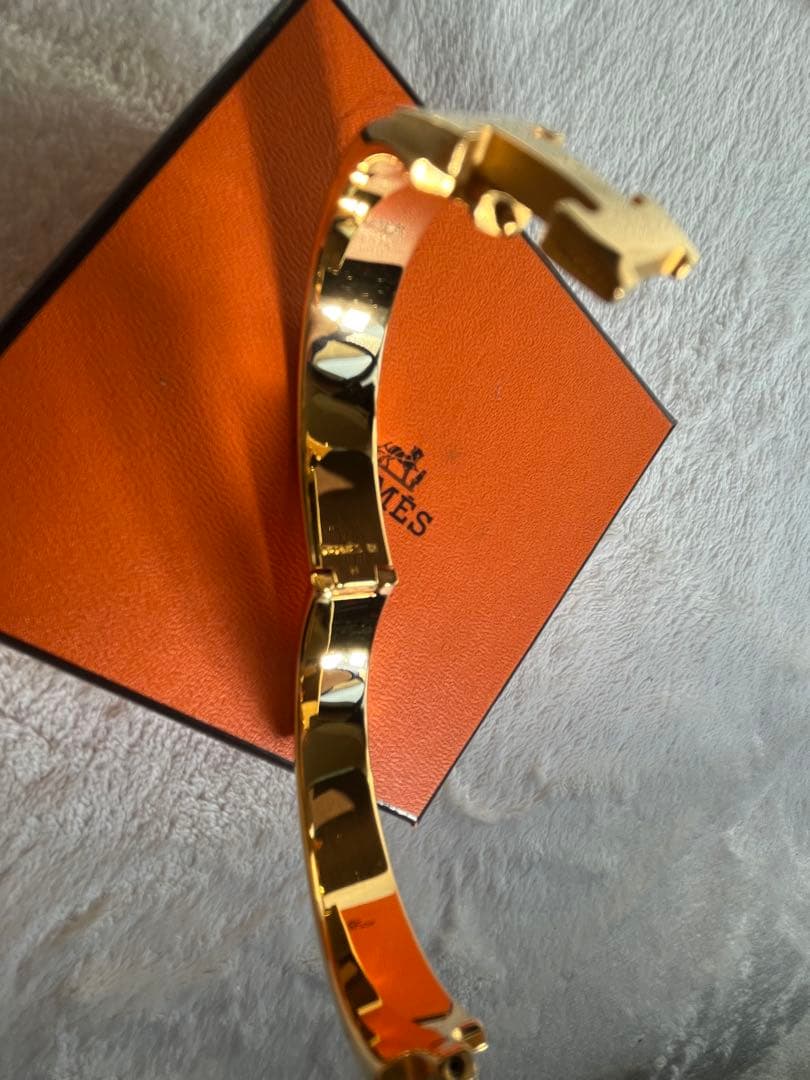 HERMES エルメス クリック　バングル黒×イエローゴールド