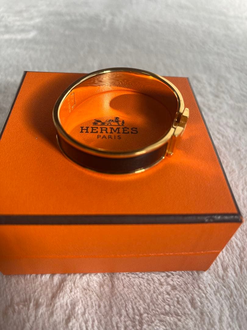 HERMES エルメス クリック　バングル黒×イエローゴールド