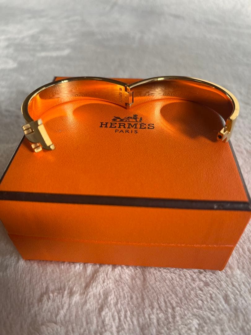 HERMES エルメス クリック　バングル黒×イエローゴールド