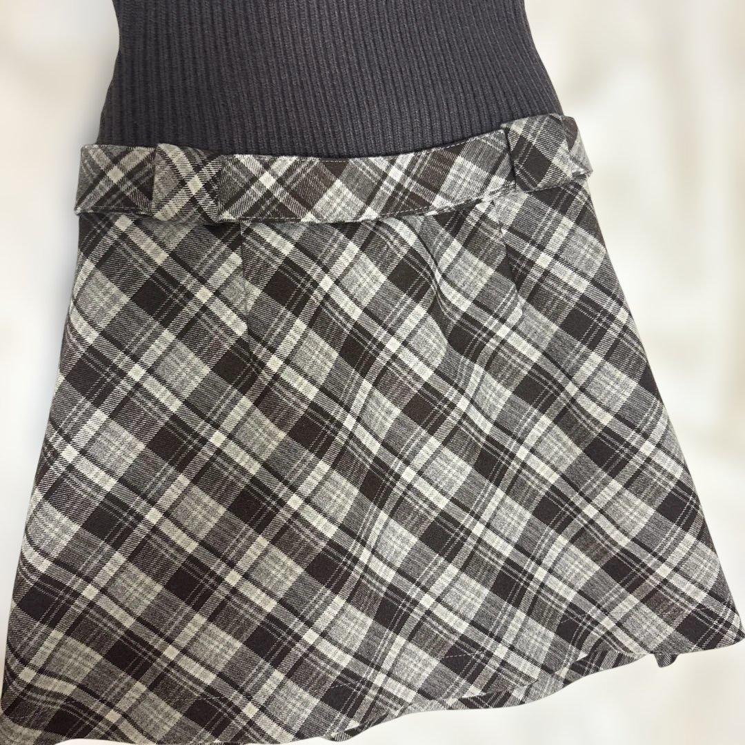 ダーリッチ ドッキングミドルウエストニットミニワンピース FREE