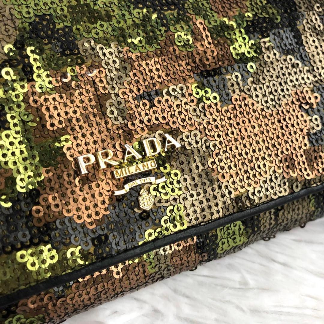 財布 ブランド PRADA プラダ 長財布 スパンコール 本革 レザー メタル