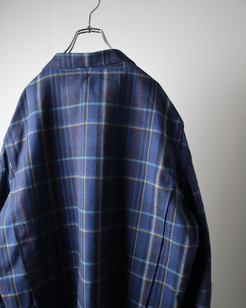 EURO vintage チェック柄 テーラードジャケット ブルー系 フランス製