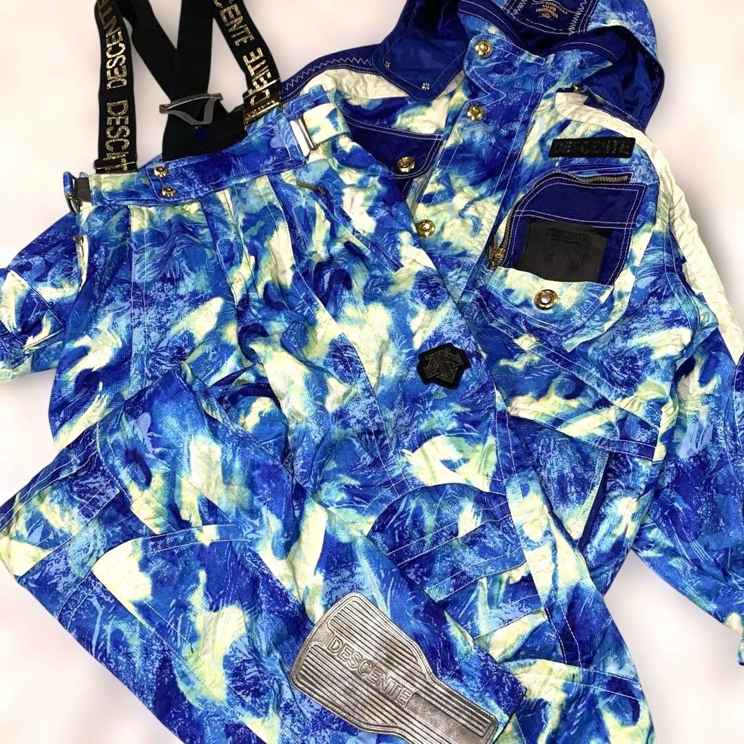 【デサント】レトロ スキーウェア スノボーウェア セットアップ　M 派手カラフル