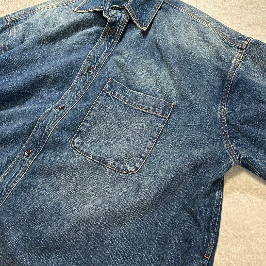 MB ハイエンド デニムシャツ L インディゴ オーバーサイズ ヴィンテージ加工