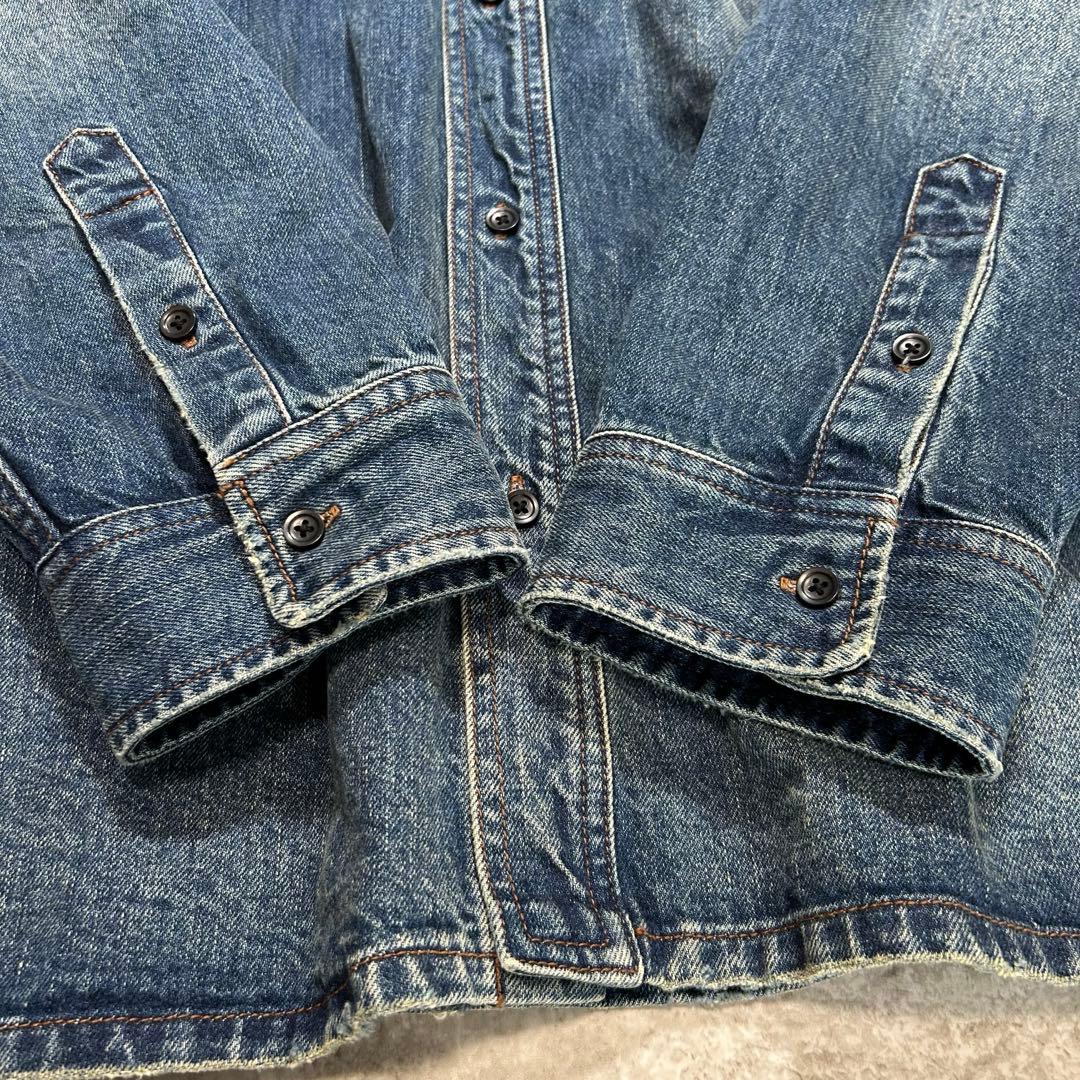 MB ハイエンド デニムシャツ L インディゴ オーバーサイズ ヴィンテージ加工