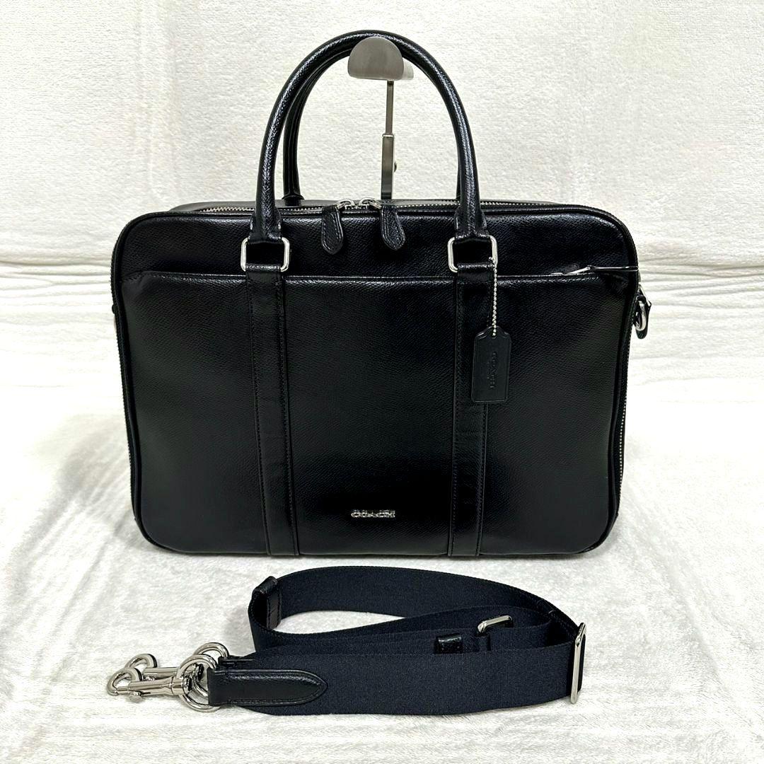 【極美品】COACH コーチ ビジネスバッグ 本革 レザー 2way ブラック