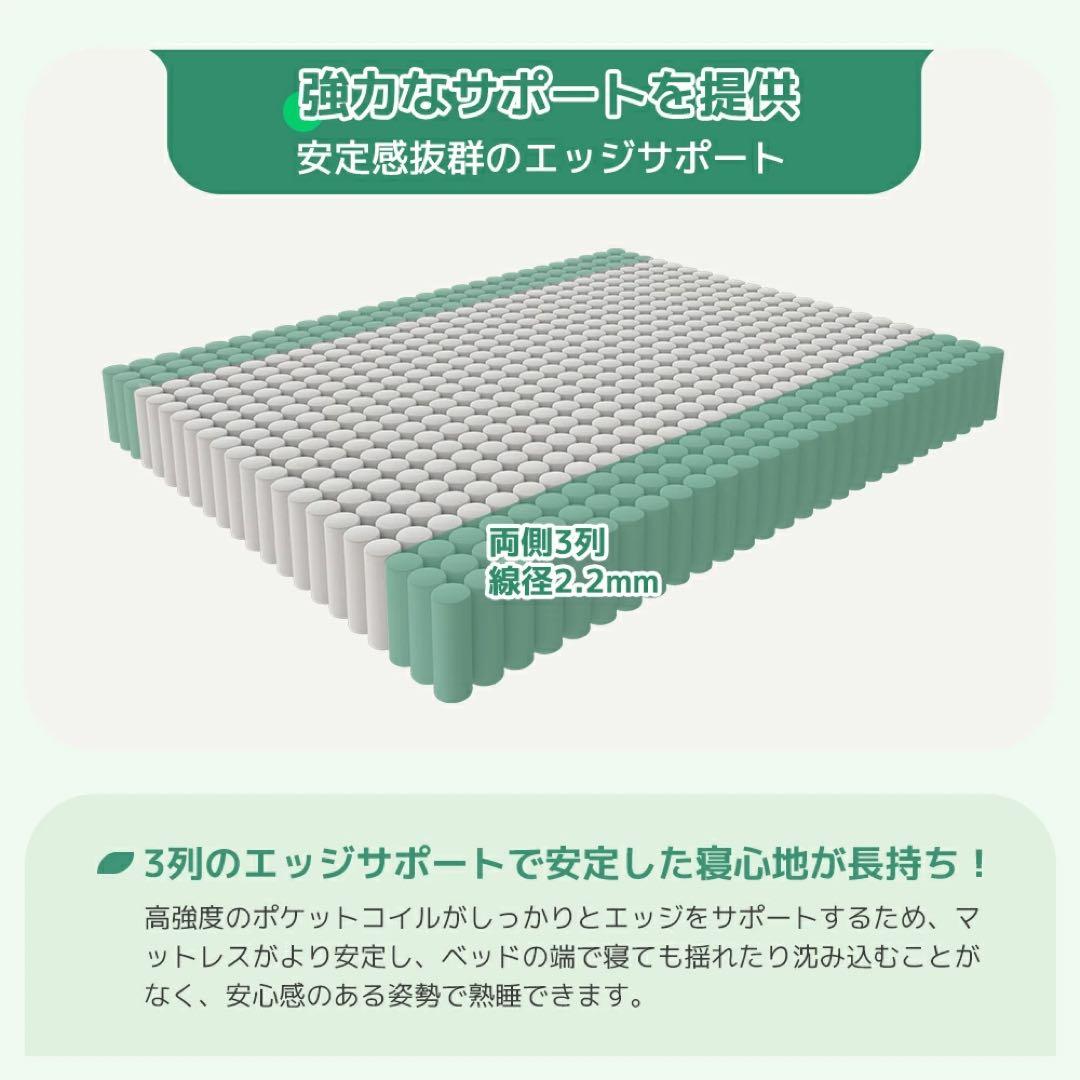 高密度ポケットコイル マットレス クイーン 厚さ18cm 通気性抜群 硬め新品