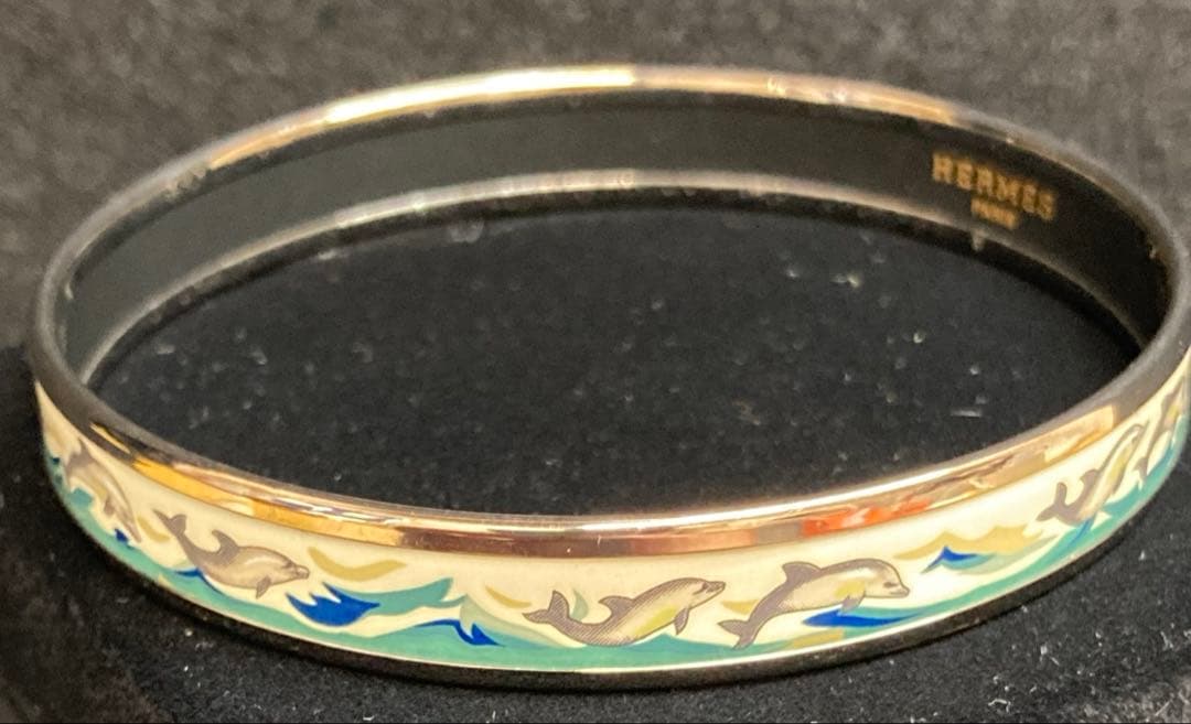 エルメス エマイユPM 七宝焼 バングル イルカ柄 箱付き 【箱の表面傷あり】