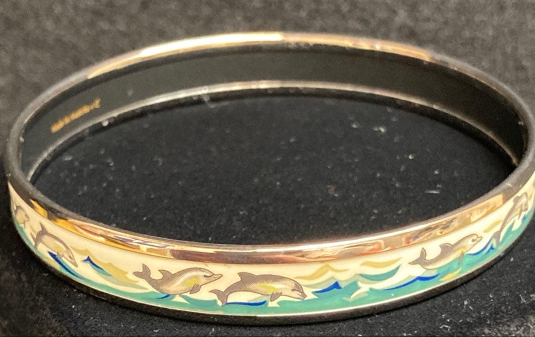 エルメス エマイユPM 七宝焼 バングル イルカ柄 箱付き 【箱の表面傷あり】