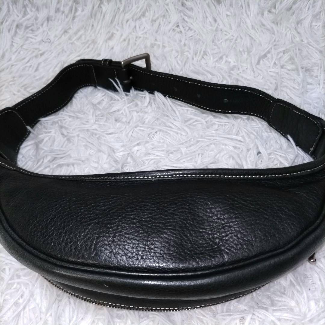 【極美品】希少　アニエスベー ウエストポーチ レザー ブラック 　エンボスロゴ