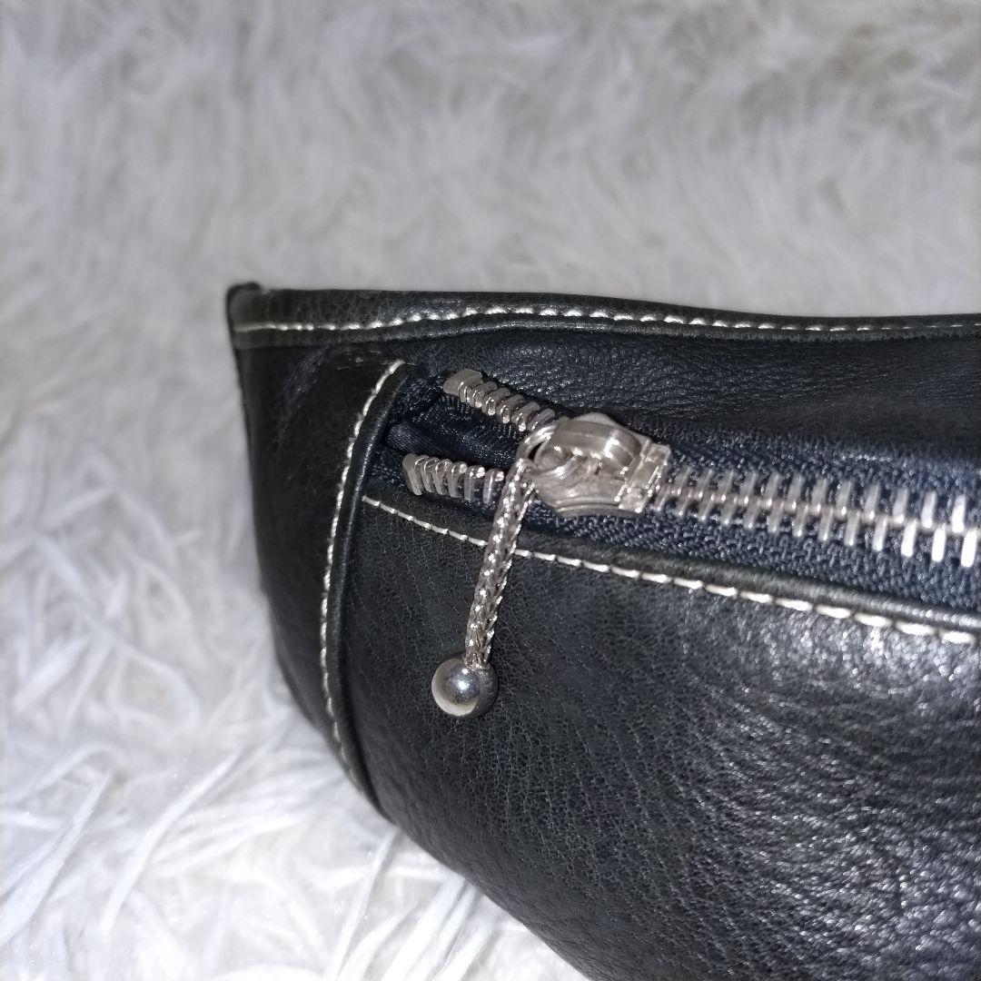 【極美品】希少　アニエスベー ウエストポーチ レザー ブラック 　エンボスロゴ