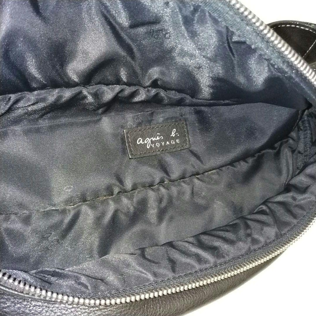 【極美品】希少　アニエスベー ウエストポーチ レザー ブラック 　エンボスロゴ