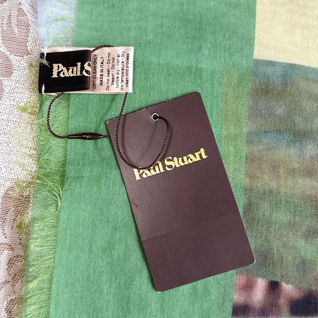 未使用タグ付き　ポールスチュアート　大判スカーフ　シルク混　サーフ柄　イタリア製