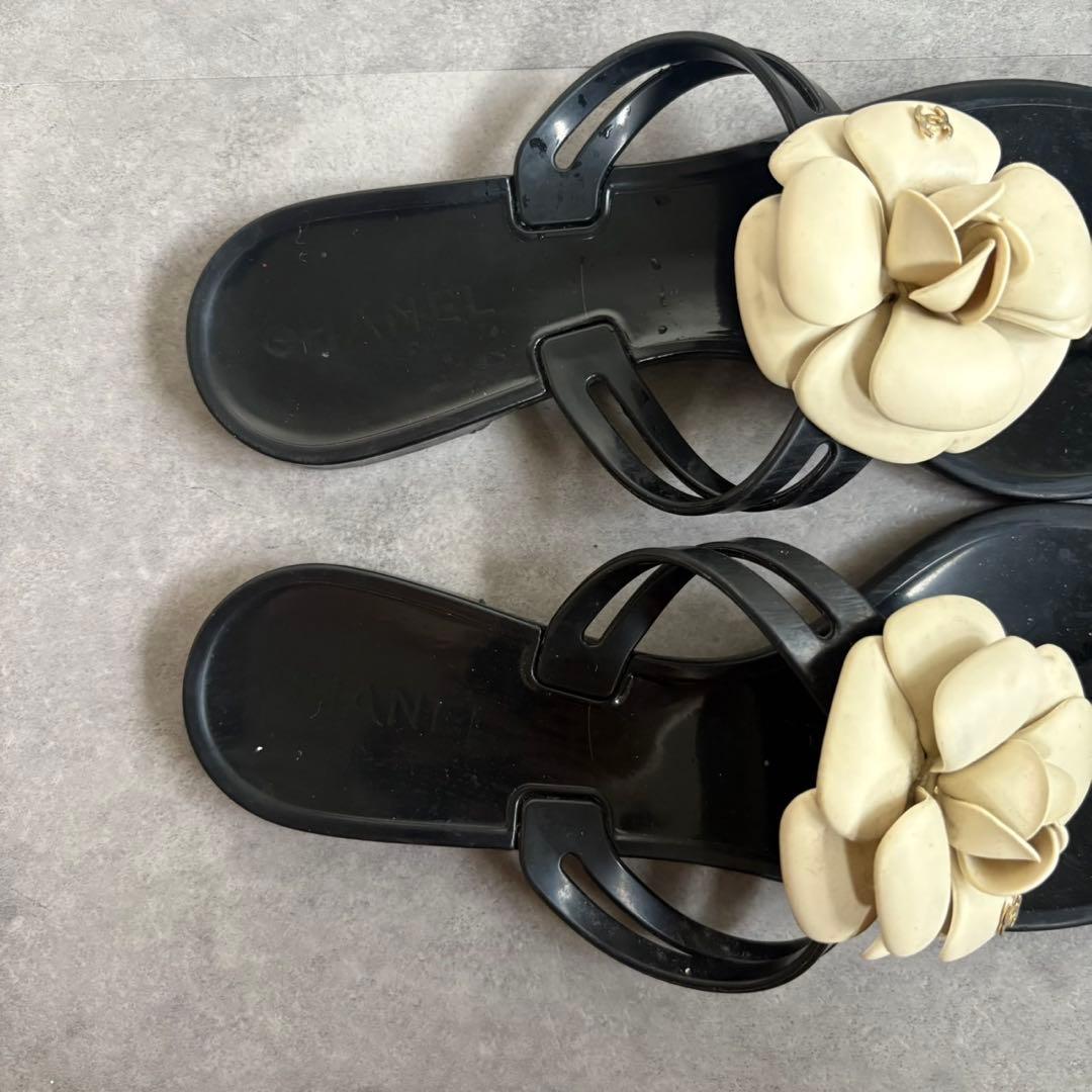【美品❗️】CHANEL シャネル カメリア トングサンダル サンダル　37
