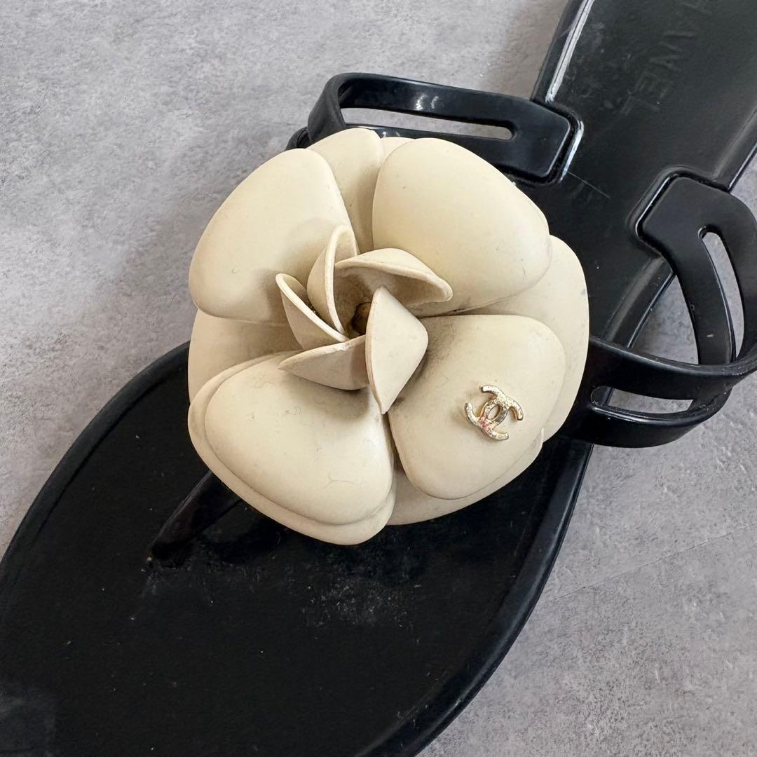 【美品❗️】CHANEL シャネル カメリア トングサンダル サンダル　37
