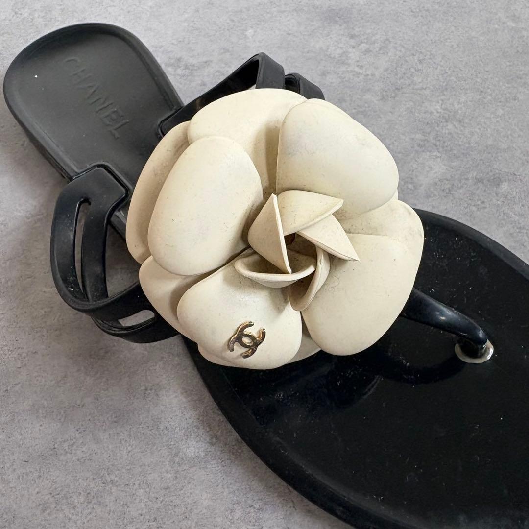 【美品❗️】CHANEL シャネル カメリア トングサンダル サンダル　37