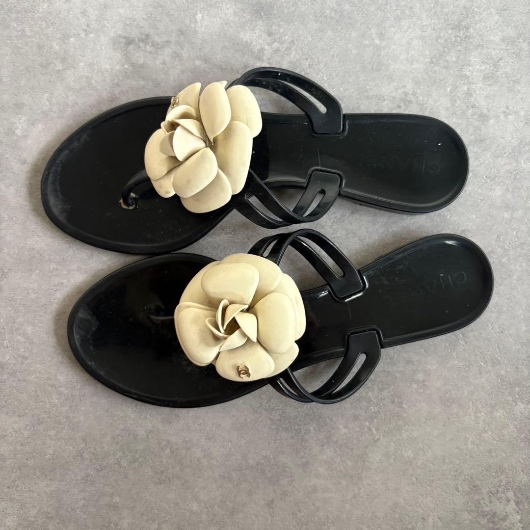 【美品❗️】CHANEL シャネル カメリア トングサンダル サンダル　37