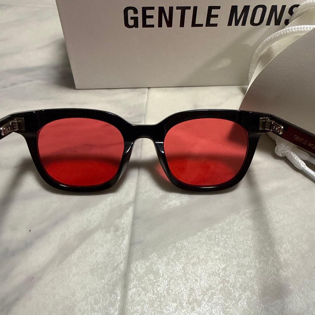 【美品】GENTLE MONSTER サングラス 赤レンズ 黒フレーム