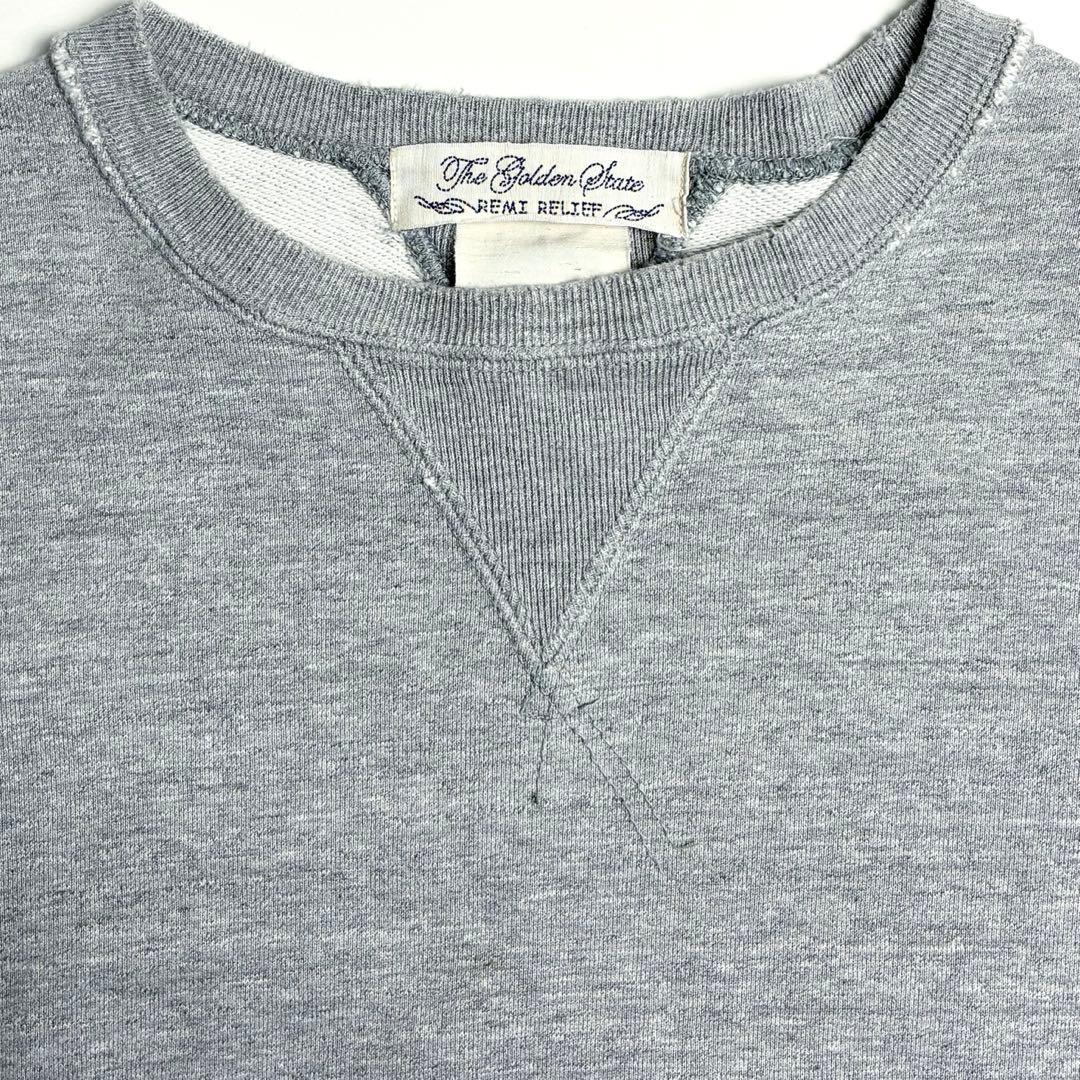 【美品】レミレリーフ/ダメージヴィンテージ加工スウェットシャツ/前V/両V/M