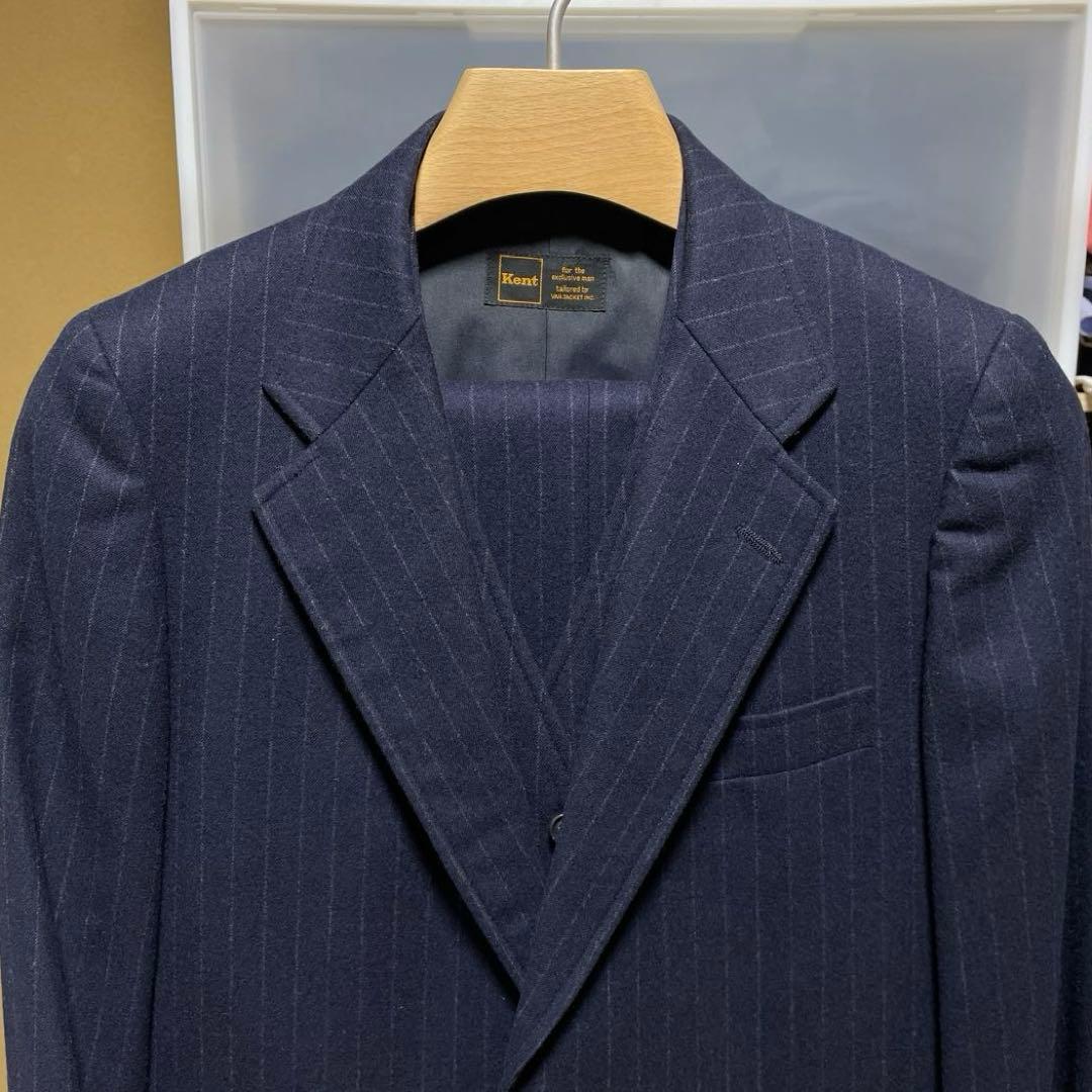 美品 70〜80s Kent 2B 3ピーススーツ チョークストライプ Sサイズ