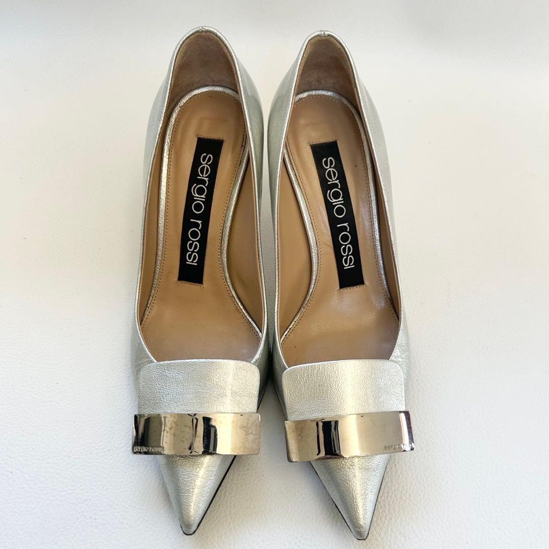 セルジオロッシ SR1 ヒール パンプス シルバー 34