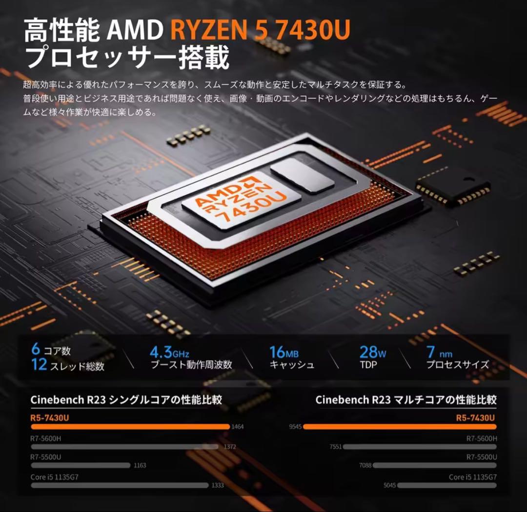 新品未開封NIPOGI ミニpc AMD Ryzen 5 7430U