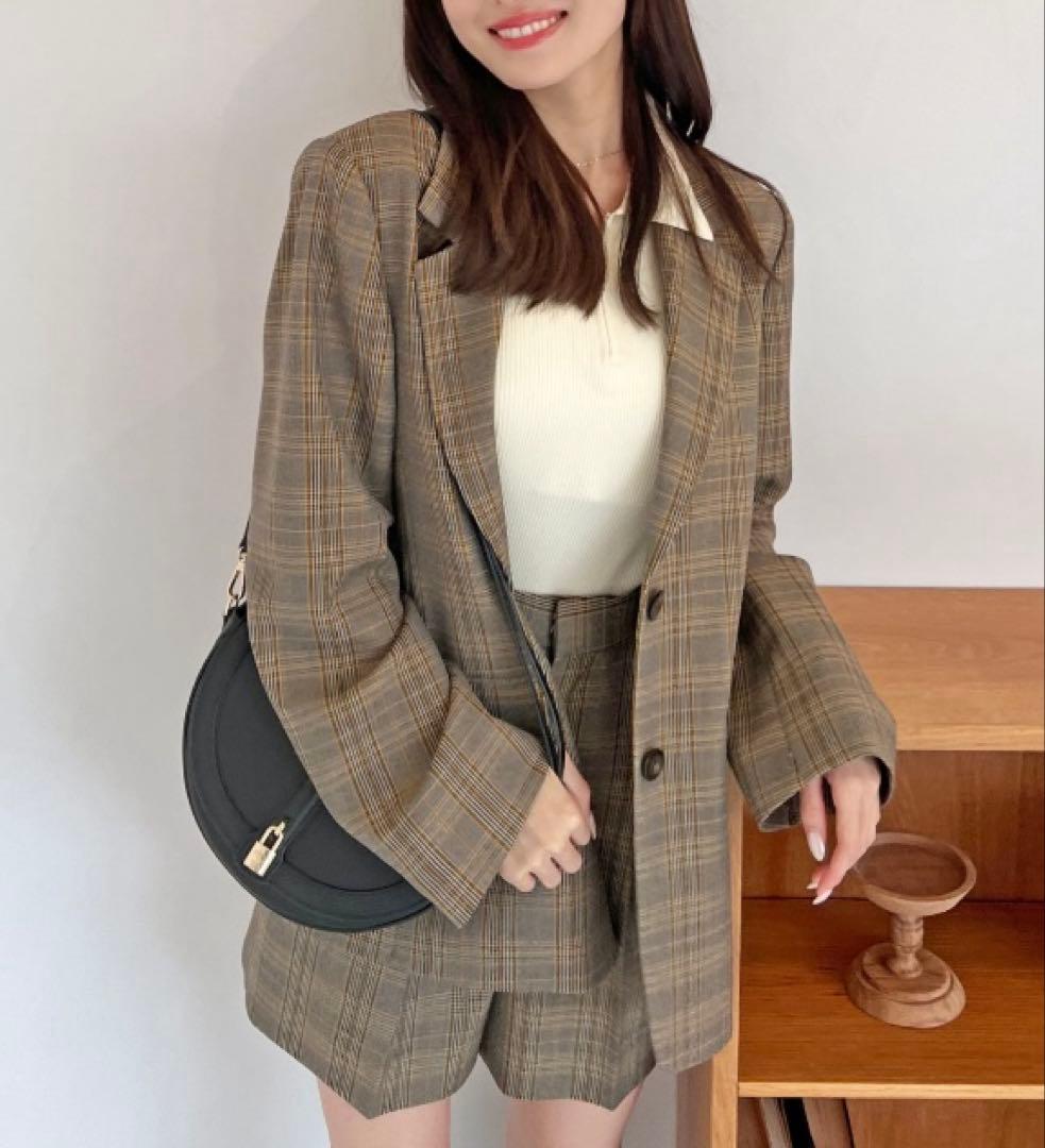 スナイデルsnidelレースカラーテーラードジャケットチェック