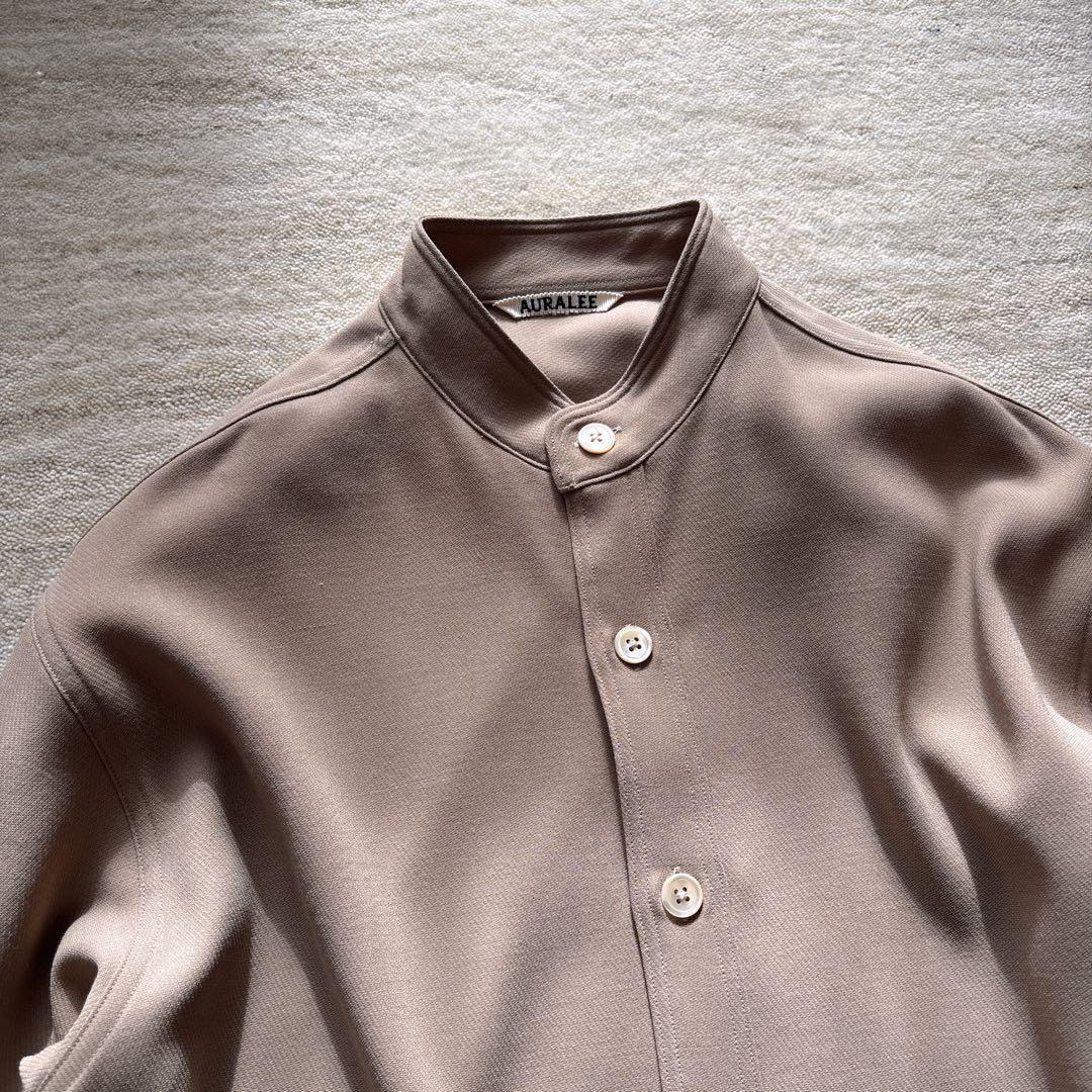 AURALEE バンドカラー オーバーサイズ ウールシャツ ベージュ サイズ0