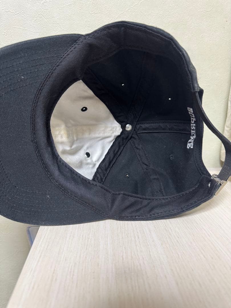 SUPREME ブラック キャップ S刺繍