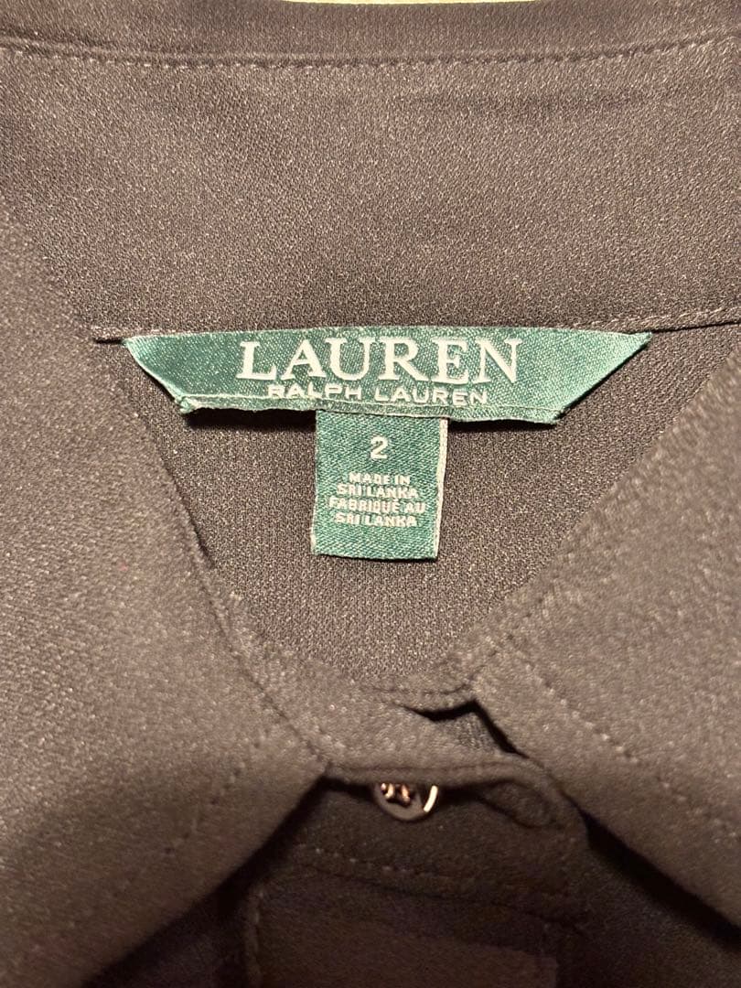 極美品 ラルフローレン シャツワンピース マキシ丈 ロールアップ ブラック 2