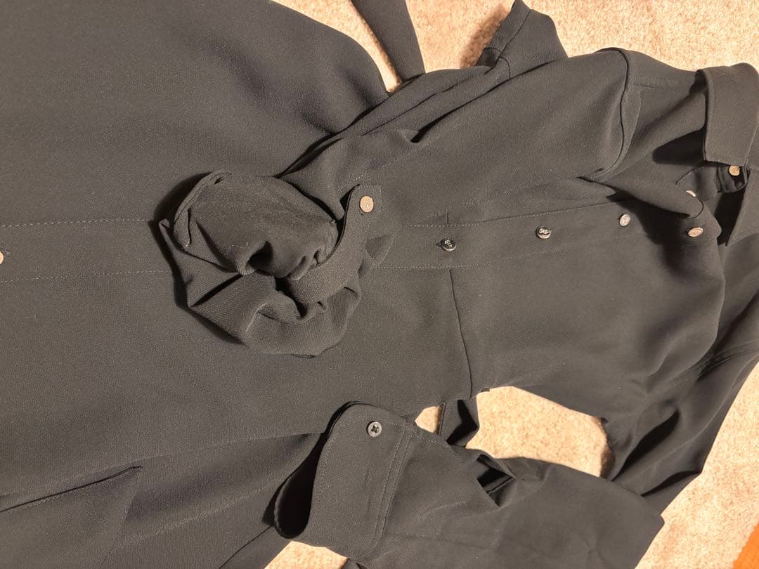 極美品 ラルフローレン シャツワンピース マキシ丈 ロールアップ ブラック 2