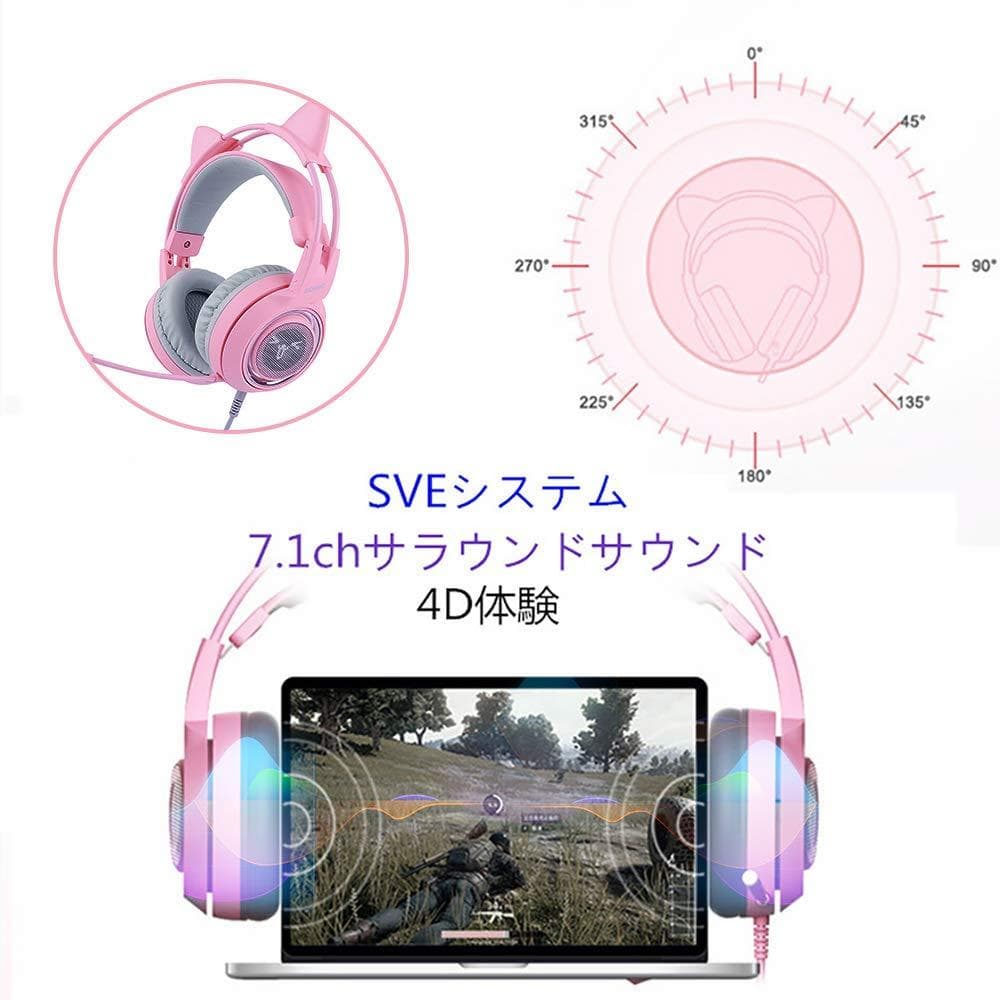 【新品】高級7.1サラウンドLEDネコ耳ヘッドホン