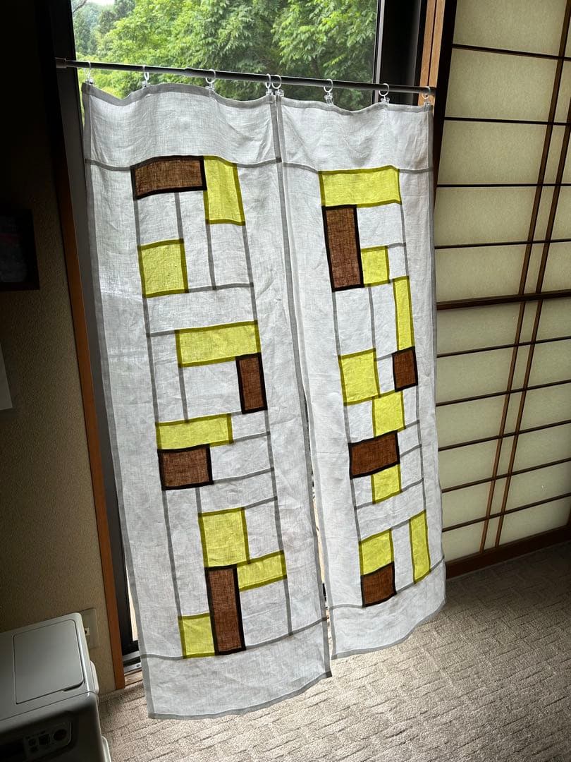 「れもん色とカーキモカ色」麻ポジャギ　　2枚組